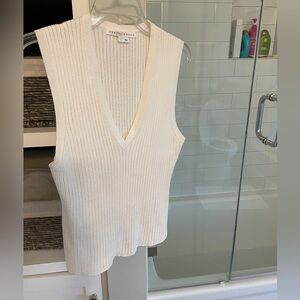 Veronica Beard white Open-Knit V-Neck Sleeveless Top